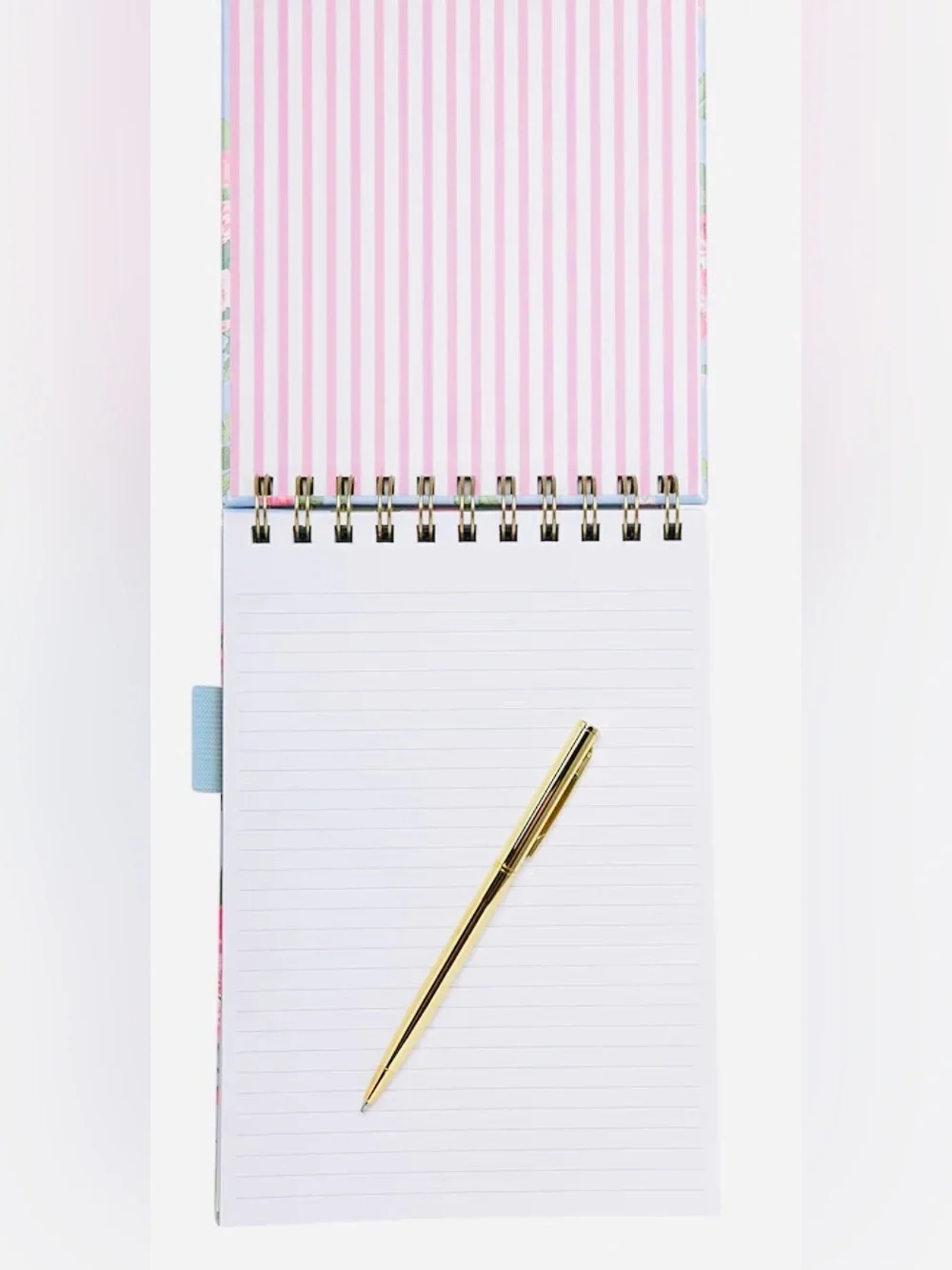 New Laura Ashley Floral Spiral Steno Pad  Gold Accents Gold Pen Vietnam